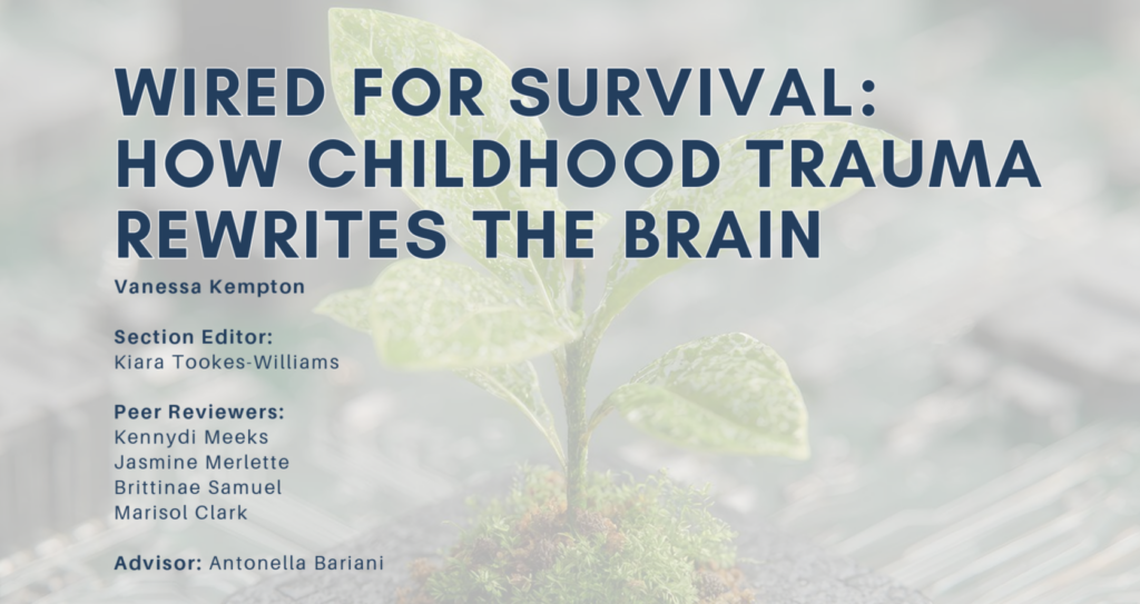 Wired for Survival: How Childhood Trauma Rewrites the Brain Vanessa Kempton Section Editor: Kiara Tookes-Williams Peer Reviewers: Kennydi Meeks, Jasmine Merlette, Brittinae Samuel, Marisol Clark Advisor: Antonella Bariani